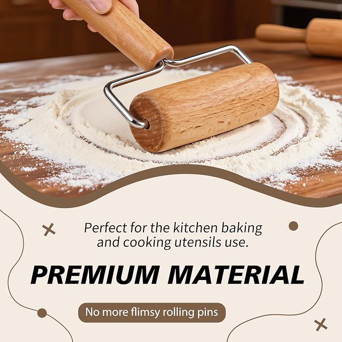 Pizza Rolling Pin Small Rolling Pin Wooden Dough Roller Non Stick Pizza Dough - Image 4