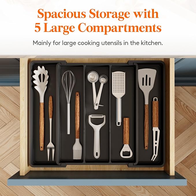Lifewit Utensil Organizer for Kitchen Drawers, Expandable Cooking Utensil Tray - Image 4