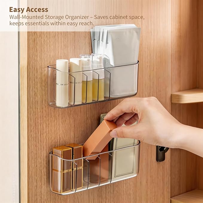 PAVSTINE 2 Pack Adhesive Medicine Cabinet Organizer, No Drilling Narrow - Image 3