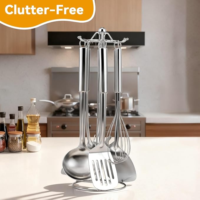 Stainless Steel Kitchen Cooking Utensils Set of 7 - Image 3