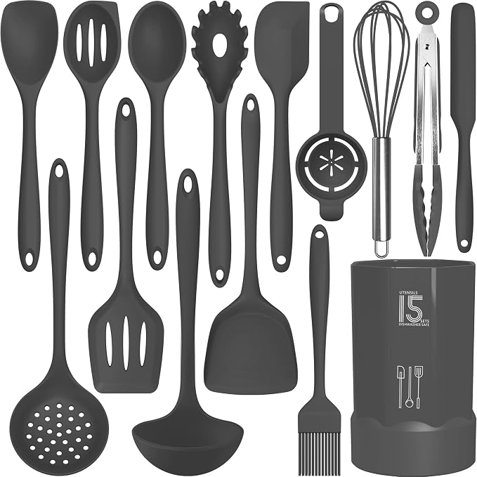 AOTHOD Silicone Cooking Utensils Set by Safeandsuitableforuse