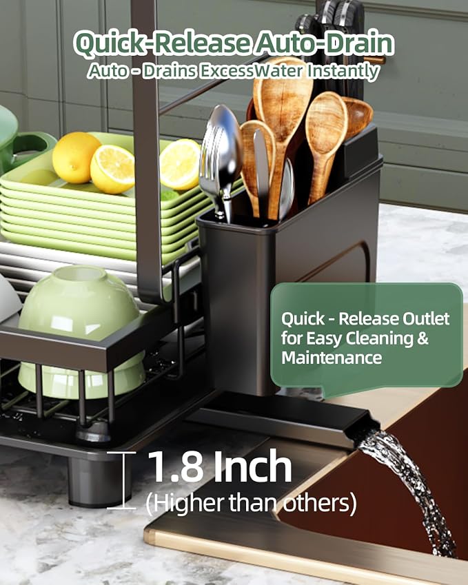 Dish Drying Rack, 2 Tier Space-Saving Dish Rack - Image 5