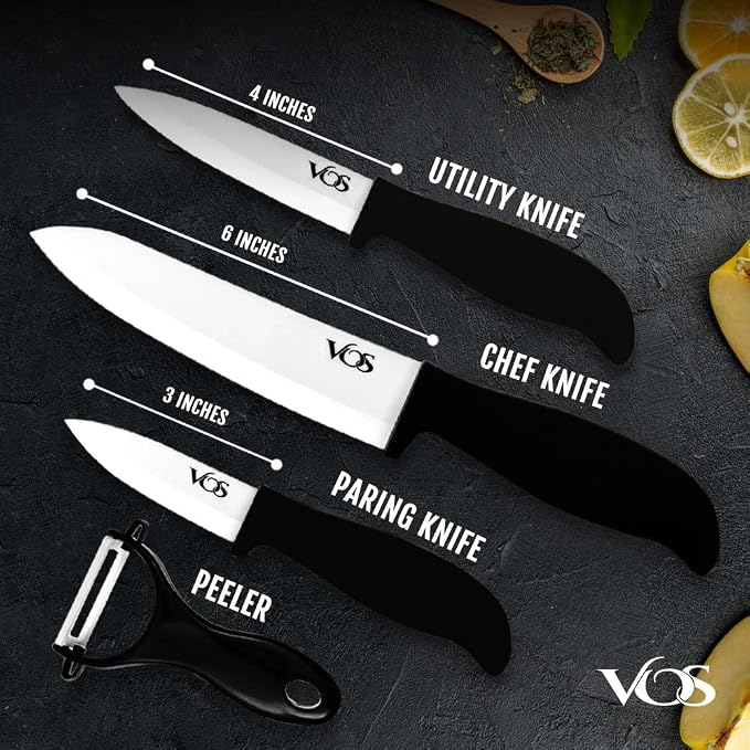 Vos Ceramic Knife Set with Peeler, Ceramic Knives Set - Image 2