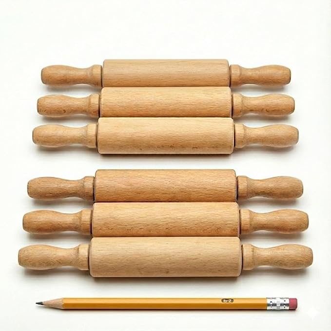 8-Inch Premium Kids Mini Rolling Pins Splinter-Free, Non-Stick Hardwood by SensationallyOT