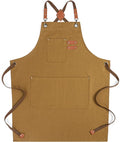 Chef Aprons for Men Women with Large Pockets, Cotton Canvas Water Repellent by Cardkiss