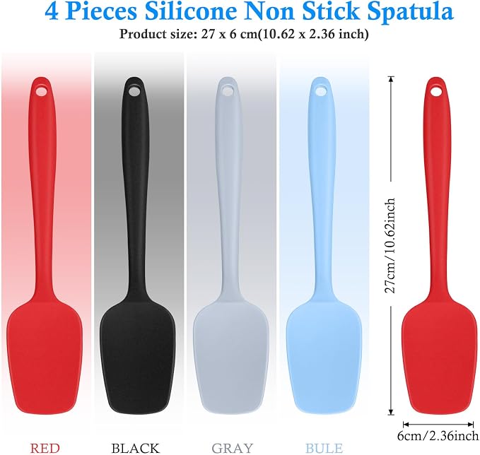 Shappy 4 Pieces Silicone Cooking Spoons 10.6 Inch Heat Resistant Kitchen Spoons - Image 2