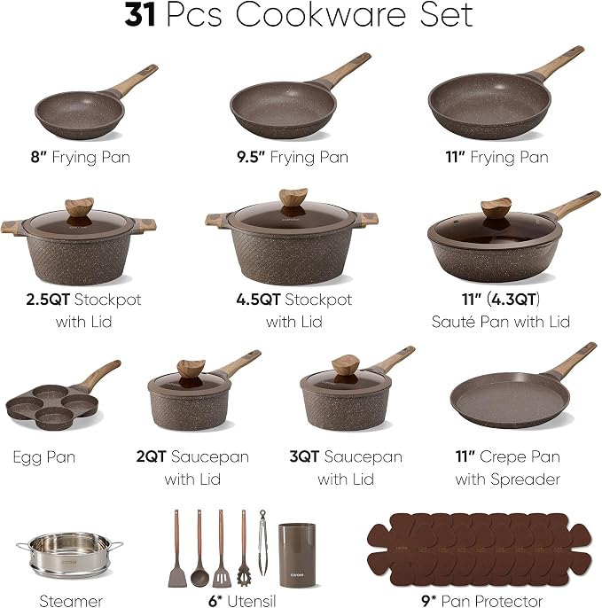 CAROTE 31pcs Pots and Pans Set Non Stick, Cookware Set Pots and Pans, Nonstick - Image 2