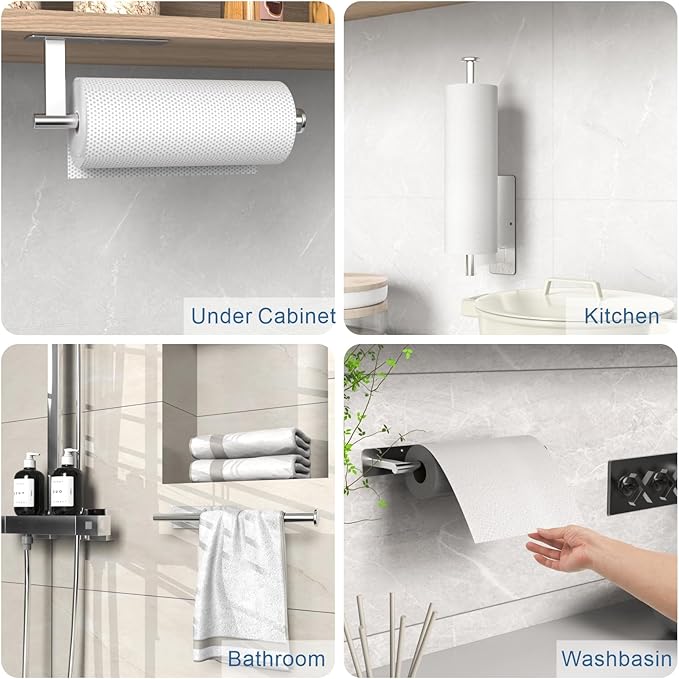 CUXIXA Paper Towel Holder Under Cabinet, Upgraded Adhesive Paper Towel Holder - Image 2