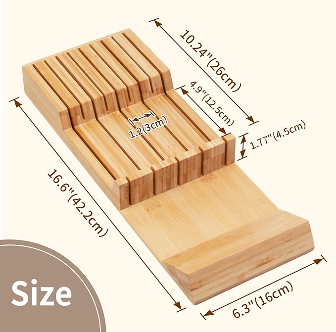 Utoplike Knife Drawer Organizer Bamboo Knives Block - Image 3