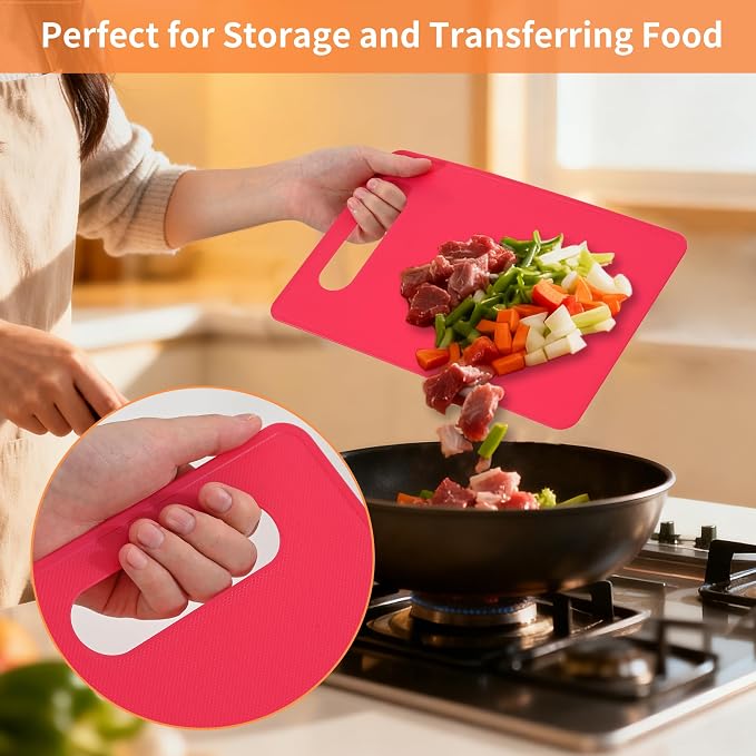 Luckyiren Cutting Board Set of 4, 11.4" x 7.5" x 0.1", Plastic Kitchen Cutting - Image 3