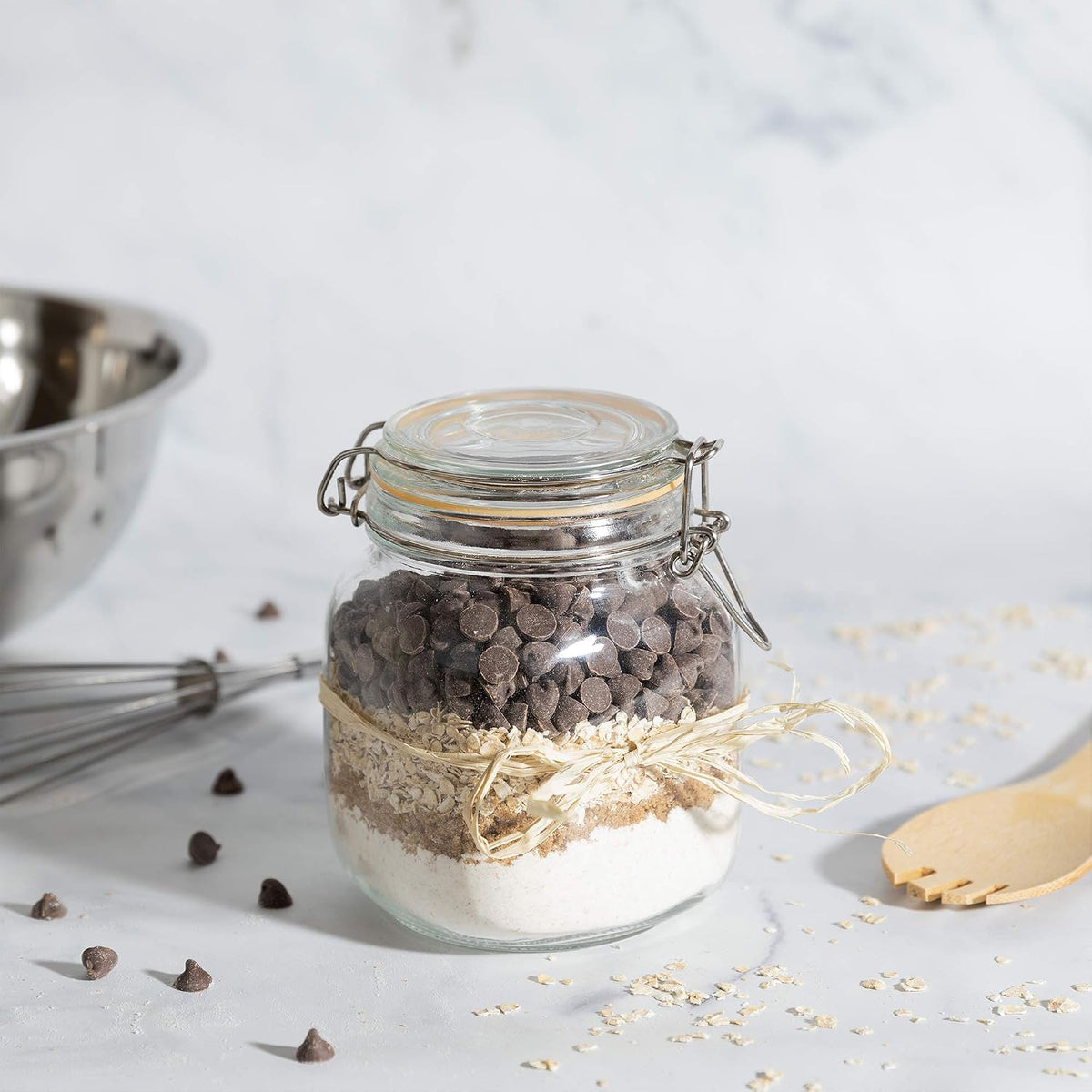 Glass Jars with Airtight Lids 32 oz [Set of 2]