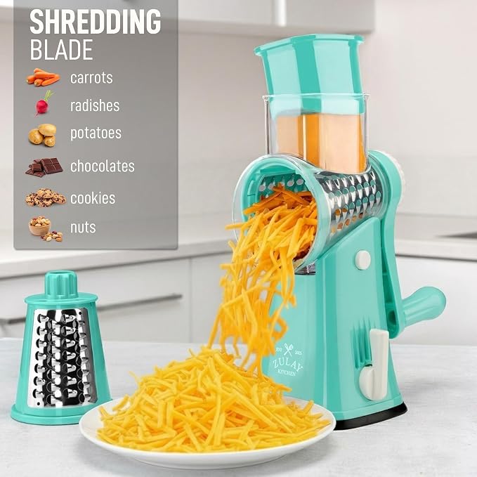 Zulay Kitchen Rotary Cheese Grater 5 Blade Cheese Shredder - Image 3