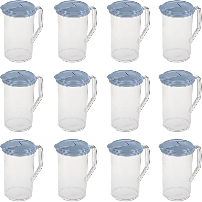 Sterilite 2 Quart Clear Round Plastic Pitcher, Dishwasher Proof by Sterilite