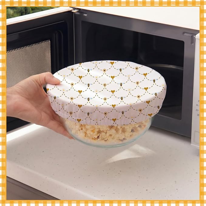 Patelai 10 Pcs Bowl Covers Reusable in 5 Size Stretch Cloth Fabric Elastic Food - Image 5