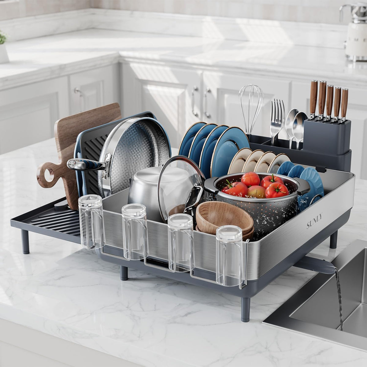 Large Dish Drying Rack, Expandable Dish Racks for Kitchen Counter