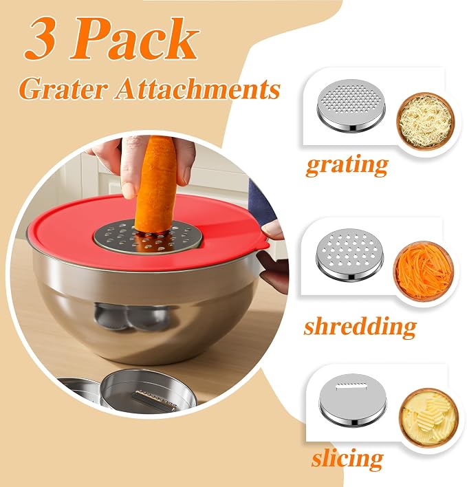 Mixing Bowls with Lids Set, Kitchen Food Organizers Nesting Mixing Bowl - Image 3