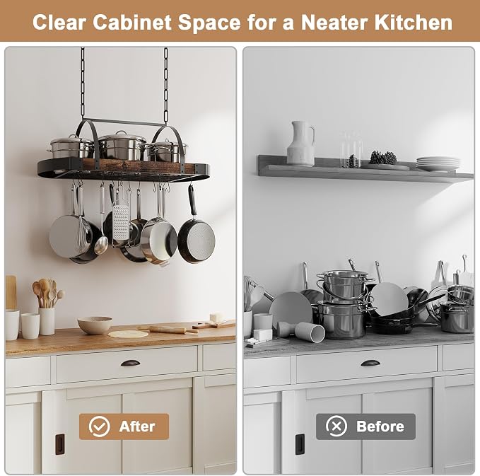 Hanging Pot Rack, 32-Inch Ceiling Pot Rack - Image 7