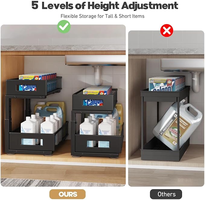 2 Packs 17IN Depth Under Sink Organizer, 2-Tier Pull Out Cabinet Organizer - Image 8