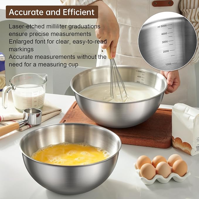 Gronivex Stainless Steel Mixing Bowls Set of 2, Food Grade 304, Dishwasher Safe - Image 4