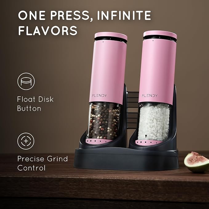 Flendy Electric Salt and Pepper Grinder Set Rechargeable, Automatic Salt and - Image 2