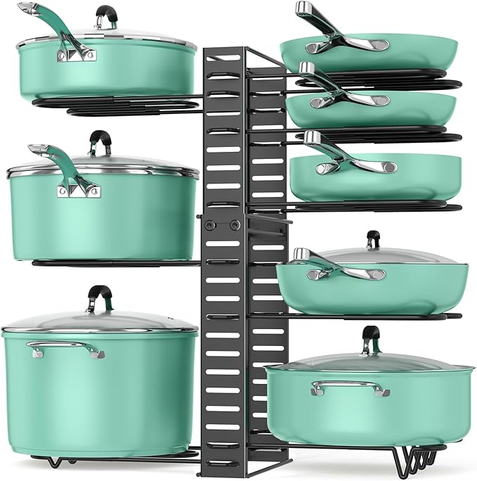 ORDORA Pots and Pans Organizer under Cabinet, 8 Tier Pot Organizers Rack by ORDORA