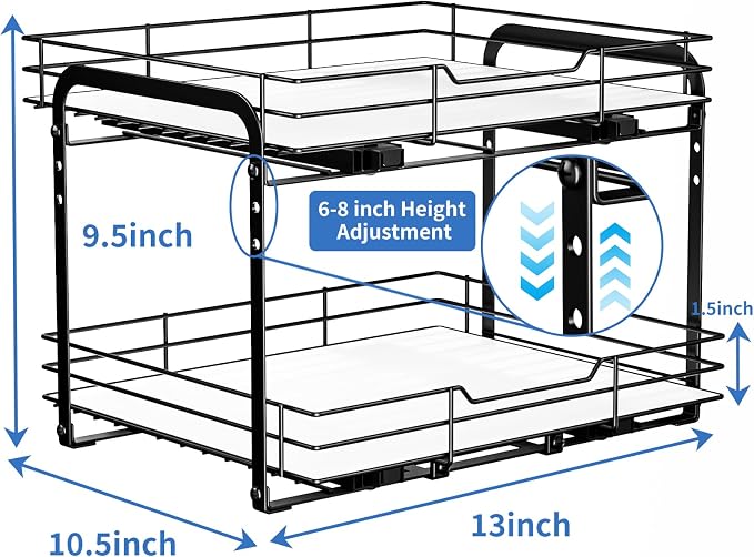 BOIVSHI 2-Tier Pull Out Spice Rack, Spice Rack Organizer, Pull Out Spice Racks - Image 6