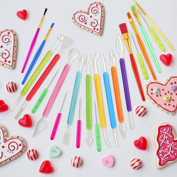 21 Pieces Cookie Decorating Tools Set Include Cake Decoration Brushes Sugar - Image 2