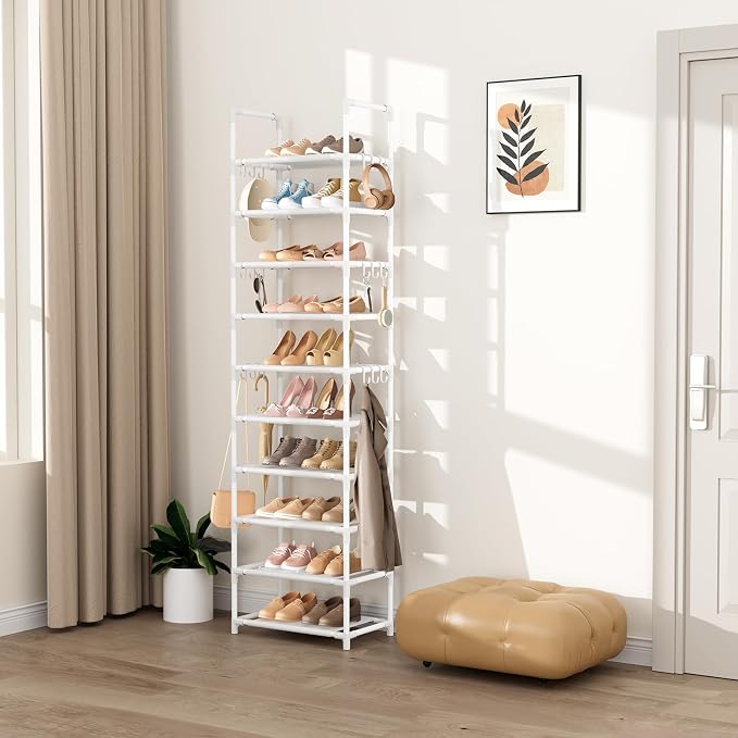 VTRIN 10 Tiers Tall Shoe Rack Holds 20-25 Pairs of Shoes Sturdy Vertical Shoe - Image 7