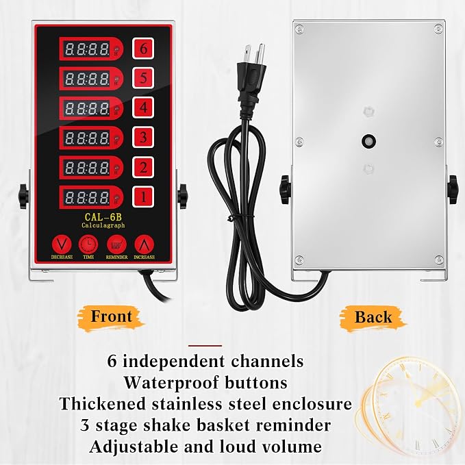 Relaxweex 1 Pack Commercial 6 Channel Digital Kitchen Timer, Wall Mount or - Image 5