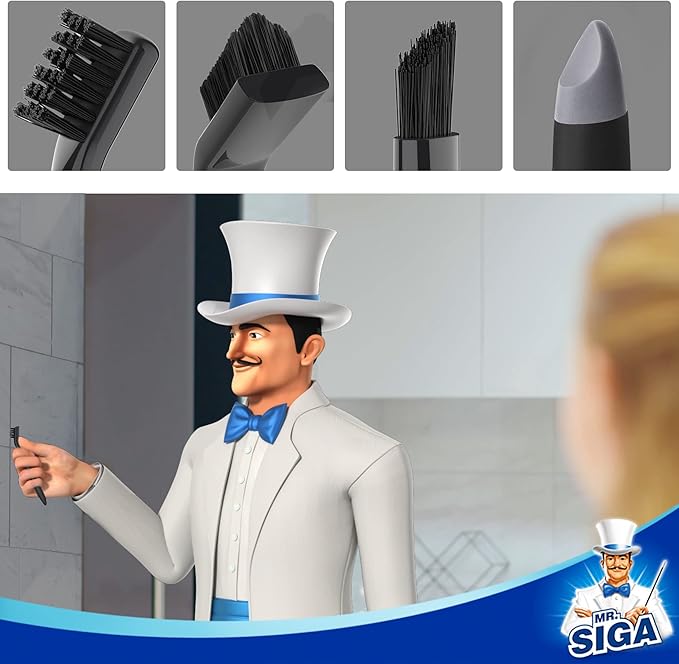 MR.SIGA Grout Cleaner Brush Set, Detail Cleaning Brush Set - Image 3