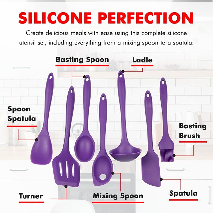 Chef Craft Premium Silicone Kitchen Tool and Utensil Set, 7 Piece - Image 3