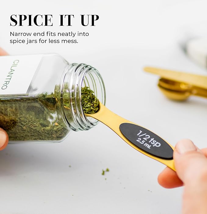 Magnetic Measuring Spoons Set – Stainless Steel Gold Measuring Spoons - Image 6