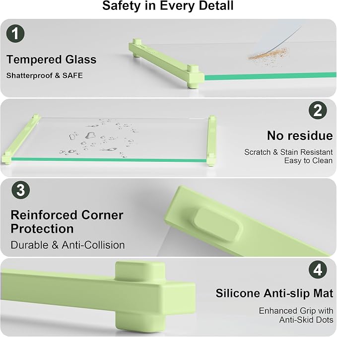 2PCS Glass Cutting Board with Silicone Grip, 80% Stronger Shatter Resistance - Image 4