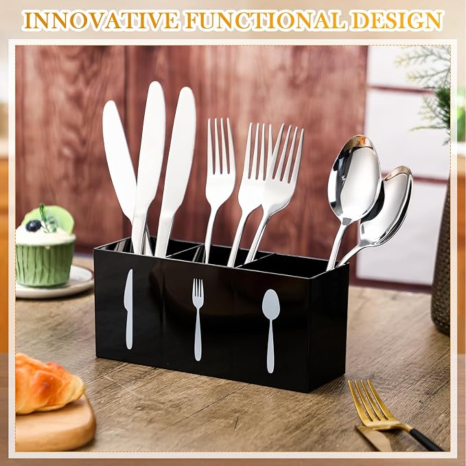 Suzile Acrylic Cutlery Storage Organizer Bin Silverware Caddy Countertop Knife - Image 4