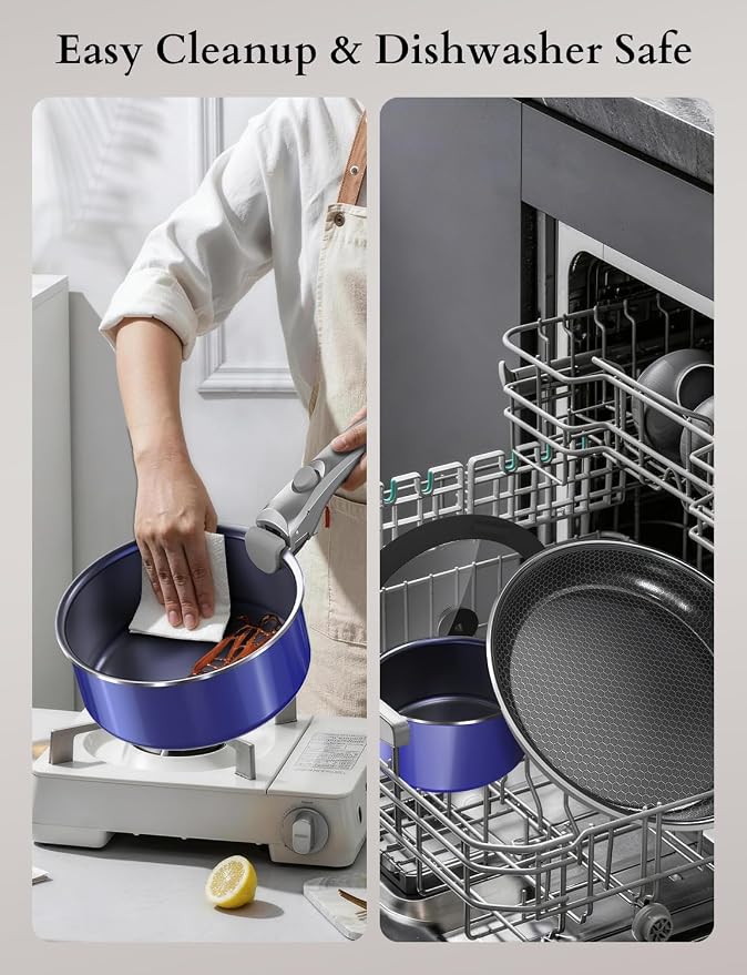 Pro DUXANO 12PC Nonstick Pots and Pans Set&Hybrid 3-Ply Stainless Steel Skillet - Image 10