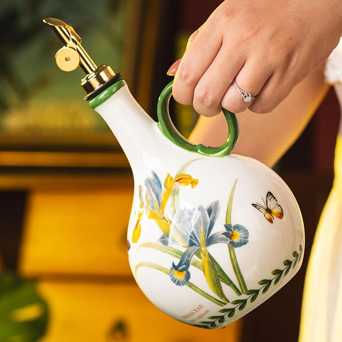 Ceramic Olive Oil Dispenser, 27 oz Floral Pattern Cruet - Image 5
