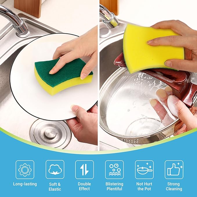 AIDEA Sponges Kitchen, 50 Pack Heavy Duty Dish Sponge, Cleaning Dish Scrubber - Image 3