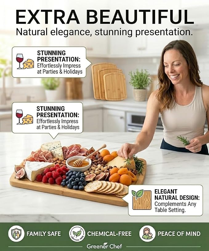 Greener Chef Luxury Bamboo Cutting Board Set of 3 - Image 7