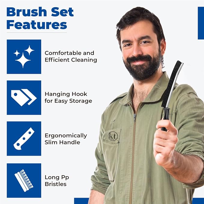 6pcs Hard Bristle Crevice Cleaning Brush Set, Grout Brush, Skinny Scrub Brush - Image 6