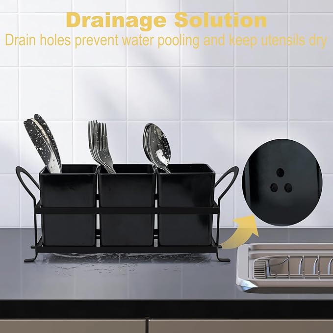 ECOIOU Cutlery Holder with Drain Holes, Dishwasher Safe Silverware Caddy - Image 3