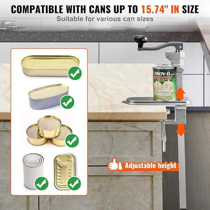 VEVOR Commercial Can Opener, 23.2"/59cm Long, Stainless Steel Manual Table Can - Image 4