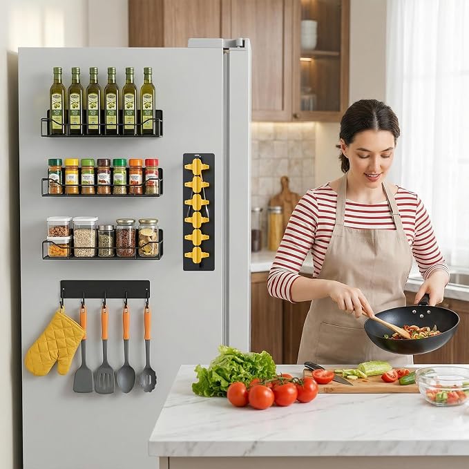 Magnetic Spice Rack for Refrigerator, 5 Pack Magnetic Fridge Organizer Shelves - Image 8