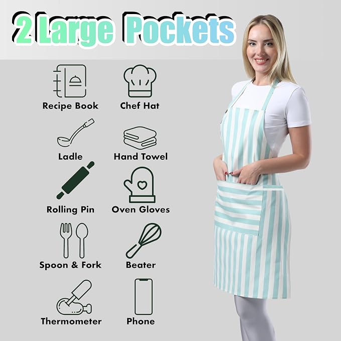 TOSHEX Kitchen Apron Waterdrop Resistant Cotton Apron - Image 3