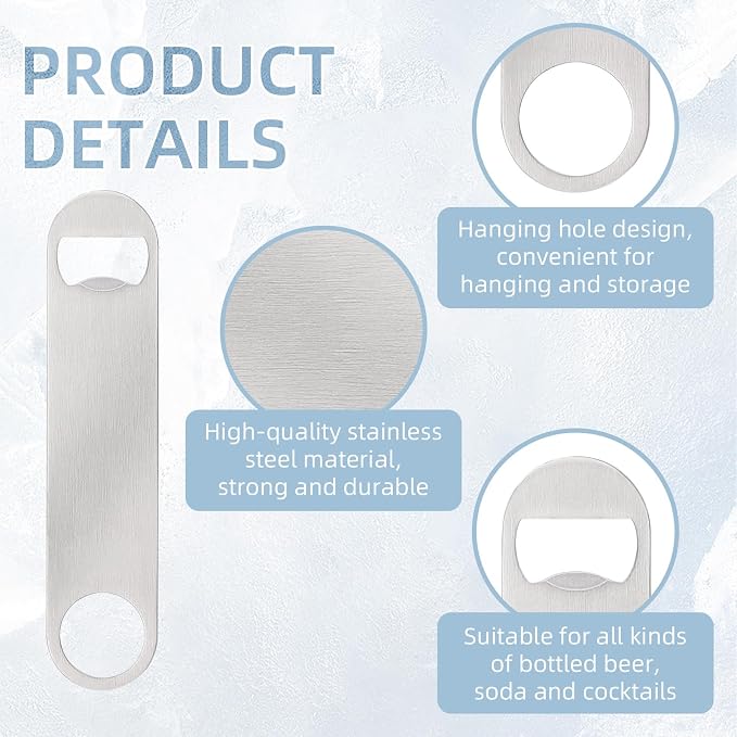 50 Pack Flat Beer Bottle Opener 7 inch Stainless Steel Flat Bottle Opener Beer - Image 3