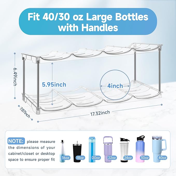 Larger Water Bottle Organizer for Stanley 40 oz Tumbler, Stackable Water Bottle - Image 3