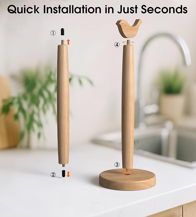 KitchLife Cute Wooden Paper Towel Holder Countertop - Image 5