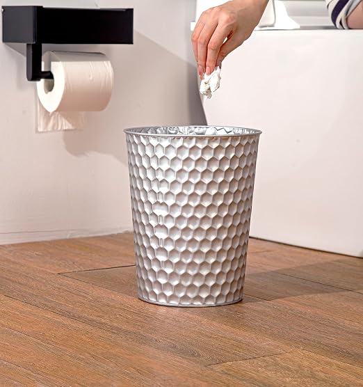 Venalys Small Metal Trash Can Wastebasket, Decorative Honeycomb Garbage Can - Image 8