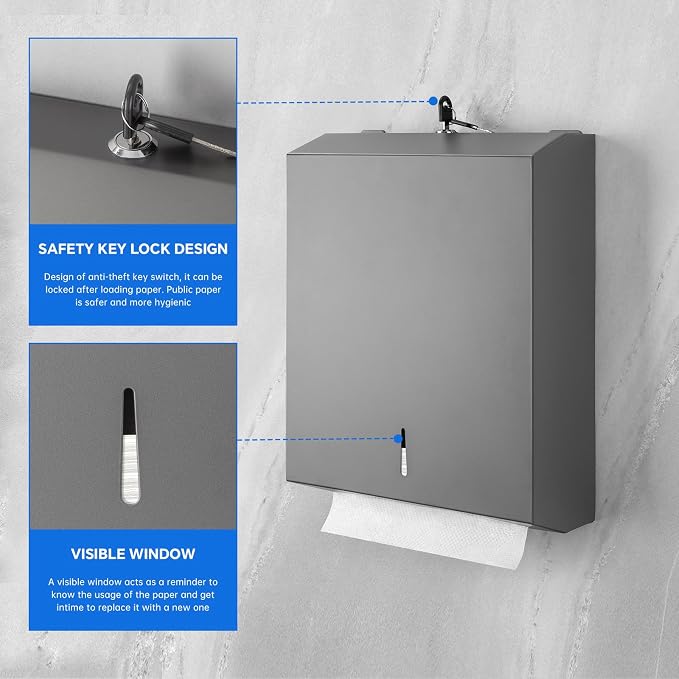 Paper Towel Dispenser Wall Mount Commercial c-fold/Multi-fold/Tri-fold - Image 5