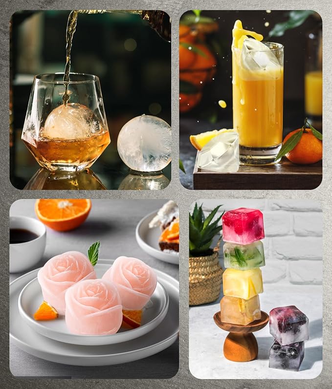 Ice Cube Tray with Lid, Silicone Ice Molds with Round, Large Ice Cube Mold - Image 6