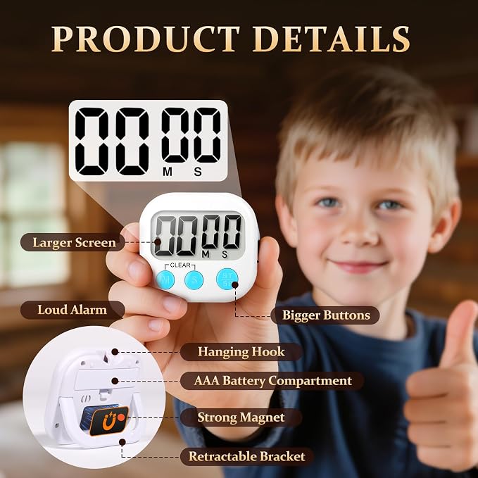 6 Pack Digital Kitchen Timer Small Classroom Timers - Image 4